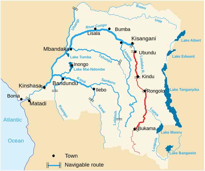 Lualaba River – 1800 km